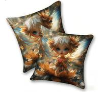 Funda Cojines 2 Piezas 50x50cm Juego Fundas Cojín Suave Lino Cremallera Oculta, Almohada Decorativa Exterior Moderna para Sofá, Cama, Sala Estar, Dormitorio, Hogar, Oficina, Wings Girl, E-116