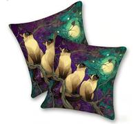 Funda Cojines 2 Piezas 50x50cm Juego Fundas Cojín Suave Lino Cremallera Oculta, Almohada Decorativa Exterior Sofá, Cama, Sala Estar, Dormitorio, Hogar, Oficina, El Gato SiaméS Es Abstracto, E-875