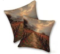 Funda Cojines 2 Piezas 50x50cm Juego Fundas Cojín Suave Terciopelo Cremallera Oculta, Almohada Decorativa Exterior Moderna Sofá, Cama, Sala Estar, Dormitorio, Hogar, Oficina, Sunset Garden, E-762