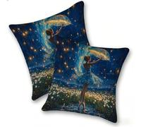 Funda Cojines 2 Piezas 50x50cm Juego Fundas Cojín Suave Terciopelo Cremallera Oculta, Almohada Decorativa Exterior Moderna para Sofá, Cama, Sala Estar, Dormitorio, Hogar, Oficina, Star Girl, E-907