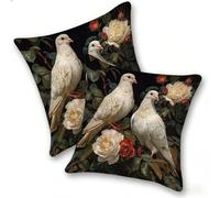 Funda Cojines 2 Piezas 50x50cm Juego Fundas Cojín Suave Terciopelo Cremallera Oculta, Almohada Decorativa Exterior Moderna para Sofá, Cama, Sala Estar, Dormitorio, Hogar, Oficina, Paloma Blanca, E-22