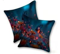 Funda Cojines 2 Piezas 55x55cm Juego Fundas Cojín Suave Lino Cremallera Oculta, Almohada Decorativa Exterior Moderna para Sofá, Cama, Sala Estar, Dormitorio, Hogar, Oficina, Flores De Mariposa, E-308