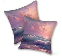 Funda Cojines 2 Piezas 55x55cm Juego Fundas Cojín Suave Terciopelo Cremallera Oculta, Almohada Decorativa Exterior Moderna para Sofá, Cama, Sala Estar, Dormitorio, Hogar, Oficina, OcéAno Rosa, E-191