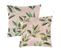 Funda Cojines 35x35cm Rosa Juego de 2 Lino Exterior Impermeable Funda de Cojines Verde Fundas Sofa Decorativos con Cremallera Invisible para Coche Silla Salon Jardín Exterior Patio Decorativos T-709