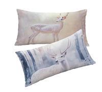 Funda Cojines 40x60cm Beige Fundas Cojin Animal Fundas Cojines Juego de 2 Lino Impresión a Doble Cara Suave y Transpirable Fácil Limpiar Adecuado para Decoración del Hogar y Regalos Navideños T0T516