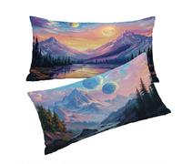 Funda Cojines 40x70cm Verde Salvia Fundas Cojin Paisaje Fundas Cojines Juego de 2 Terciopelo Impresión a Doble Cara Suave Transpirable Adecuado para Decoración del Hogar y Regalos Navideños T0T34