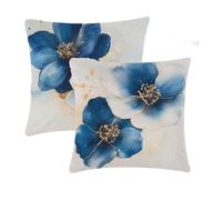 Funda Cojines 50x50cm Marina De Guerra Juego de 2 Lino Exterior Impermeable Funda de Cojines Flores Fundas Sofa Decorativos con Cremallera Invisible para Salon Jardín Exterior Patio Decorativos T-575