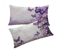 Funda Cojines 50x70cm PúRpura Fundas Cojin Mariposa Fundas Cojines Juego de 2 Lino Impresión a Doble Cara Suave y Transpirable Lavable Adecuado para Decoración del Hogar y Regalos Navideños T0T616
