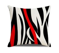 Funda Cojines 60x60 Abstracto Beige Rojo Cojines Cama Sofa Lino Lavable Cuadrado con Cremallera Invisible Funda Cojin para Sofa Hogar Decoración Jardín Oficina Coche