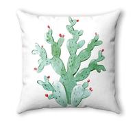 Funda Cojines 60x60 Cactus Verde Rojo Cojines Cama Sofa Lino Lavable Cuadrado con Cremallera Invisible Funda Cojin para Sofa Hogar Decoración Jardín Oficina Coche