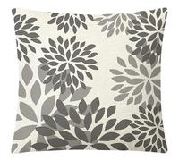 Funda Cojines 60x60 Flores Grises Retro Cojines Cama Sofa Lino Lavable Cuadrado con Cremallera Invisible Funda Cojin para Sofa Hogar Decoración Jardín Oficina Coche
