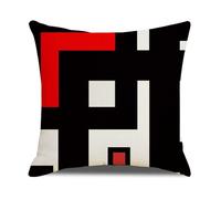 Funda Cojines 60x60 Geometría Roja Negra Cojines Cama Sofa Lino Lavable Cuadrado con Cremallera Invisible Funda Cojin para Sofa Hogar Decoración Jardín Oficina Coche