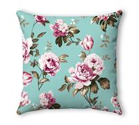 Funda Cojines 60x60 Hojas De Flores Rosadas Cojines Cama Sofa Lino Lavable Cuadrado con Cremallera Invisible Funda Cojin para Sofa Hogar Decoración Jardín Oficina Coche