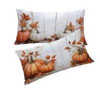Funda Cojines Beige Fundas Cojin 40x70cm Calabaza Cojines Sofa, Lino Funda Cojin Decorativos Juego de 2 Piezas con Cremallera Invisible Suave y Cómodo Lavable a Mano para Dormitorio Cama Sofá T0T455