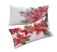 Funda Cojines Burdeos Fundas Cojin 40x70cm Flores Cojines Sofa, Lino Funda Cojin Decorativos Juego de 2 Piezas con Cremallera Invisible Suave y Cómodo Lavable a Mano para Dormitorio Cama Sofá T0T613