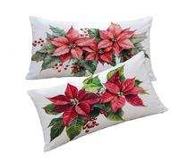 Funda Cojines Burdeos Fundas Cojin 50x80cm Flores Cojines Sofa, Lino Funda Cojin Decorativos Juego de 2 Piezas con Cremallera Invisible Suave y Cómodo Lavable a Mano para Dormitorio Cama Sofá T0T505