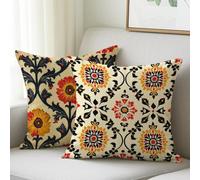 Funda Cojines Campo Exterior Cojines 35x35 cm Fundas de Cojin Cama Almohadas Juego de 2, Impermeable Lino Almohada Sofa Decorativa Bohemia Cojin para Patio Salon Jardín Balcón Hogar Decoración M-672