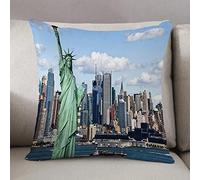 Funda Cojines del Sofá 50x50cm,Nueva York, la Estatua de la Libertad en Nueva York Harbor Urban City Imprimir cuadro f,Throw Cojín Decoración Almohada Caso de la Cubierta Decorativo para Sala de Estar