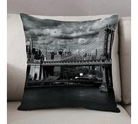 Funda Cojines del Sofá 50x50cm,Nueva York, Panorama en blanco y negro del horizonte de la ciudad de Nueva York con enf,Throw Cojín Decoración Almohada Caso de la Cubierta Decorativo para Sala de Estar