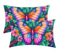 Funda Cojines Exterior de Lino Fundas de Almohadas Rectangular Sofá Almohadas Decorativas para Salón Cama Silla Habitacion Oficina Dormitorio Lumbar 30x60 cm 2 Piezas (Beautiful Butterfly) C-742