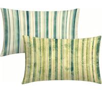 Funda Cojines Exterior Impermeable Moderno Fundas de Cojines 60x80cm Impermeable Lino Almohada Sofa Raya, Impresión a Doble Cara con Cremallera Invisible, Decoración Hogar Juego de 2 -LK260416O