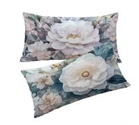 Funda Cojines Lila Fundas Cojin 40x80cm Flores Cojines Sofa, Terciopelo Funda Cojin Decorativos Juego de 2 Piezas con Cremallera Invisible Suave Cómodo Lavable Mano para Dormitorio Cama Sofá T0T811