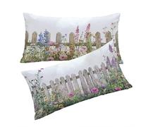 Funda Cojines Rosa Fundas Cojin 40x70cm Flores Cojines Sofa, Lino Funda Cojin Decorativos Juego de 2 Piezas con Cremallera Invisible Suave y Cómodo Lavable a Mano para Dormitorio Cama Sofá T0T439