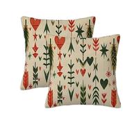 Funda Cojines Sofa Crema Funda Cojin 60 x 60 cm, Decorativos Funda Almohada con Cremallera Invisible, Juego de 2 Cuadrado Impermeable Lino Pillow Decorativos para Jardín Sofá Silla Camping Amor S-591