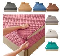 Funda Colchón Cremallera70x140/190,80/90x190,105/135/150X190 Protector de Colchon Integral Sábana Bajera Acolchado de Cinco Caras Cubrecolchon,Personalizable，Bordado，Transpirable(200X220+17cm,Bean)