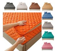 Funda Colchón Cremallera70x140/190,80/90x190,105/135/150X190 Protector de Colchon Integral Sábana Bajera Acolchado de Cinco Caras Cubrecolchon,Personalizable，Bordado，Transpirable(70X200+17cm,Orange)