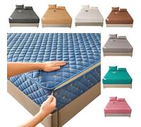 Funda Colchón Cremallera70x140/190,80/90x190,105/135/150X190 Protector de Colchon Integral Sábana Bajera Acolchado de Cinco Caras Cubrecolchon,Personalizable，Bordado，Transpirable(70X200+15cm,Blue)