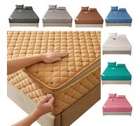 Funda Colchón Cremallera70x140/190,80/90x190,105/135/150X190 Protector de Colchon Integral Sábana Bajera Acolchado de Cinco Caras Cubrecolchon,Personalizable，Bordado，Transpirable(170X200+5cm,Gold)