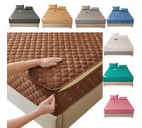 Funda Colchón Cremallera70x140/190,80/90x190,105/135/150X190 Protector de Colchon Integral Sábana Bajera Acolchado de Cinco Caras Cubrecolchon,Personalizable，Bordado，Transpirable(120X190+18cm,Brown)