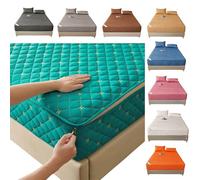 Funda Colchón Cremallera70x140/190,80/90x190,105/135/150X190 Protector de Colchon Integral Sábana Bajera Acolchado de Cinco Caras Cubrecolchon,Personalizable，Bordado，Transpirable(70X200+17cm,Green)