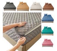 Funda Colchón Cremallera70x140/190,80/90x190,105/135/150X190 Protector de Colchon Integral Sábana Bajera Acolchado de Cinco Caras Cubrecolchon,Personalizable，Bordado，Transpirable(70X190+12cm,Gray B)