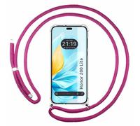 Funda Colgante Transparente para Huawei Honor 200 Lite 5G con Cordon Rosa Fucsia