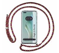 Funda Colgante Transparente para Huawei Honor Magic 5 Pro 5G con Cordon Rosa/Dorado