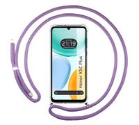 Funda Colgante Transparente para Huawei Honor X5c Plus con Cordon Morado