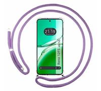 Funda Colgante Transparente para OPPO Reno 12FS 4G / 12 FS 5G con Cordon Morado