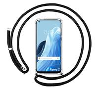 Funda Colgante Transparente para OPPO Reno 7 4G con Cordon Negro