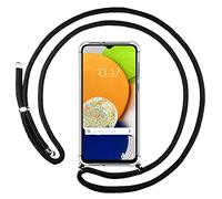 Funda Colgante Transparente para Samsung Galaxy A03 con Cordon Negro