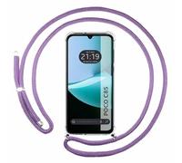 Funda Colgante Transparente para Xiaomi Poco C85 con Cordon Morado