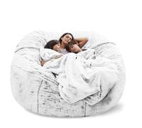 Funda cómoda XXL para puf grande perfecta para niños y adultos, ideal para sala de estar y dormitorio, color gris nieve, 150 x 65 cm, relleno de 6 pies no incluido