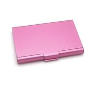 Funda compacta de aleación de aluminio diseñada para tarjetas de crédito, tarjetas bancarias y tarjetas de identificación, con capacidad para hasta 22 hojas de forma segura (rosa)