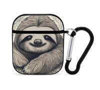 Funda compatible con AirPods 2 y 1, diseño de perezoso My Spirit, carcasa rígida de policarbonato con estampado animal para Apple AirPods 2 y 1 con llavero, compatible con carga inalámbrica