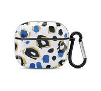 Funda compatible con AirPods de 3ª generación, carcasa rígida de policarbonato con estampado dorado y negro, resistente a los golpes, funda protectora para Apple AirPods 3 con llavero compatible con