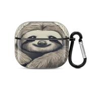 Funda compatible con AirPods de 3ª generación, diseño de perezoso My Spirit con estampado animal, carcasa rígida resistente a los golpes, funda protectora para Apple AirPods 3 con llavero, compatible