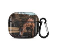 Funda compatible con AirPods de 3ª generación, The Horse Is Drinking Waterprinted PC Hard Shell resistente a los golpes Funda protectora para Apple AirPods 3 con llavero compatible con carga