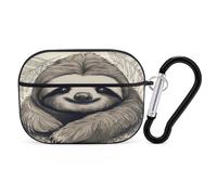 Funda compatible con AirPods Pro de 2ª generación, diseño de perezoso My Spirit, carcasa rígida de policarbonato con estampado animal para Apple AirPods Pro 2 con llavero, compatible con carga