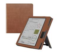 Funda Compatible con Boox Leaf 2/3/3C 7", Cubierta de Soporte de PU | Correa de mano y soporte, encendido/apagado automático, bolsillo oculto for tarjetas(Brown)